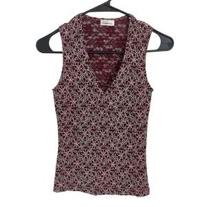 VTG Charlotte Russe Y2K Burgundy Floral Lace Top S Fairy Grunge Indie Sleaze USA